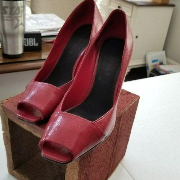 Rampage Red Peep Toe Pumps Size 10 - Picture 2 of 12